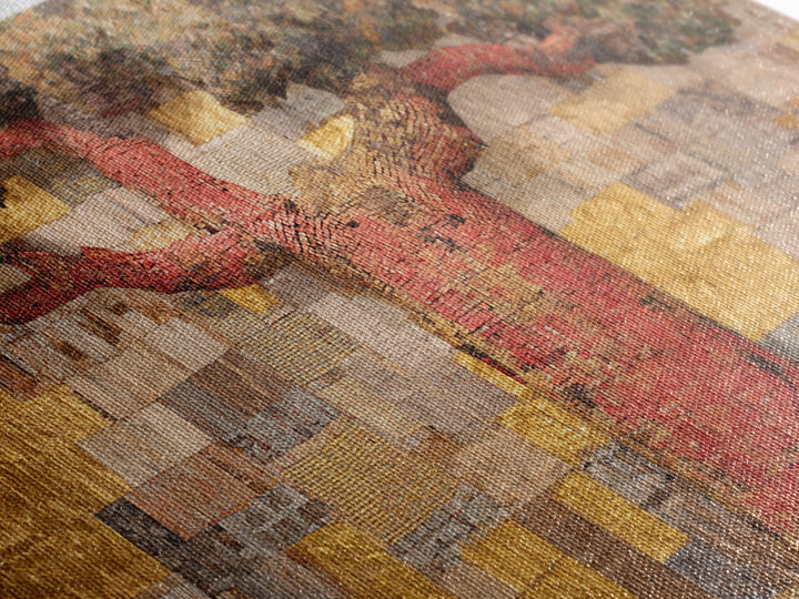 Red Baobab Collage On Gold Canvas Print, African Tree Wall Decor, Textured Mosaic Landscape Art, Bold Living Room Home Decor Gift