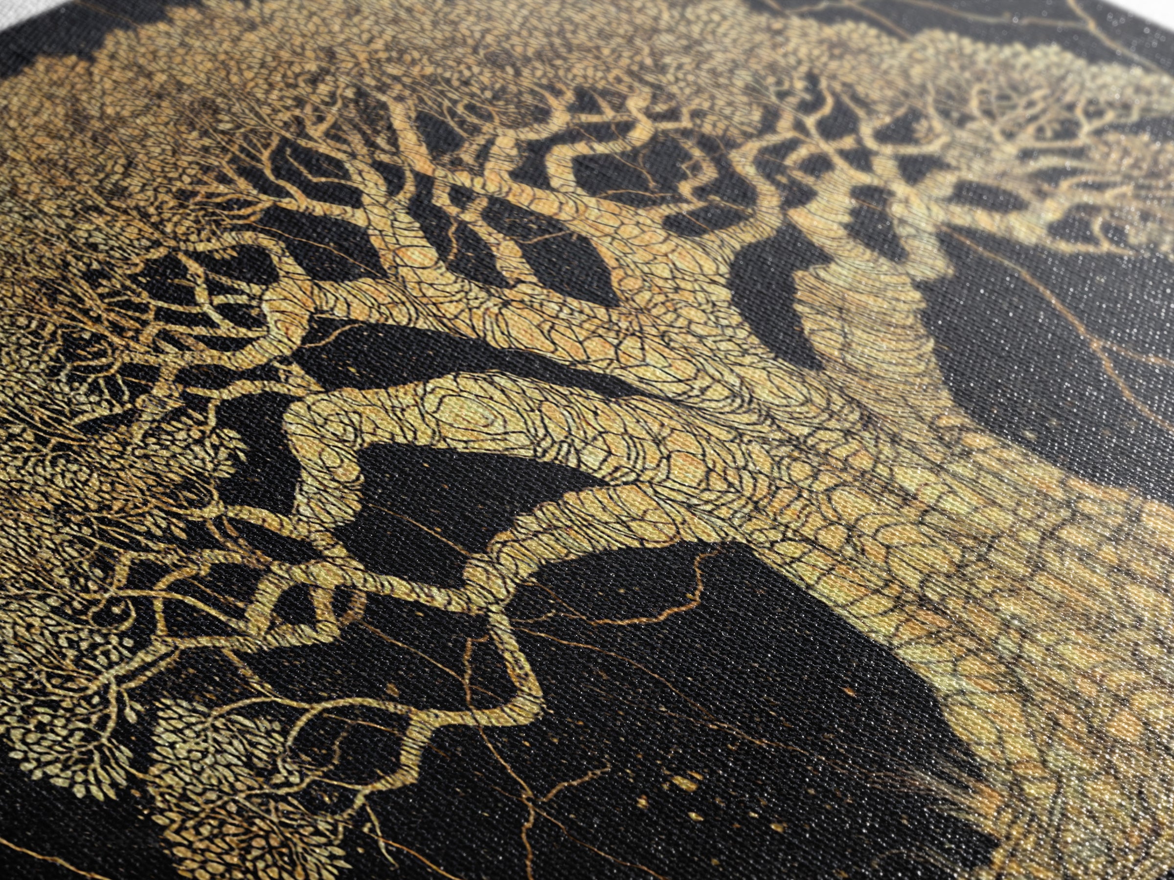 Golden Baobab Tree On Black Wall Art, African Tree Canvas Decor, Gold Crackle Safari Print, Elegant Statement Home Decor Gift