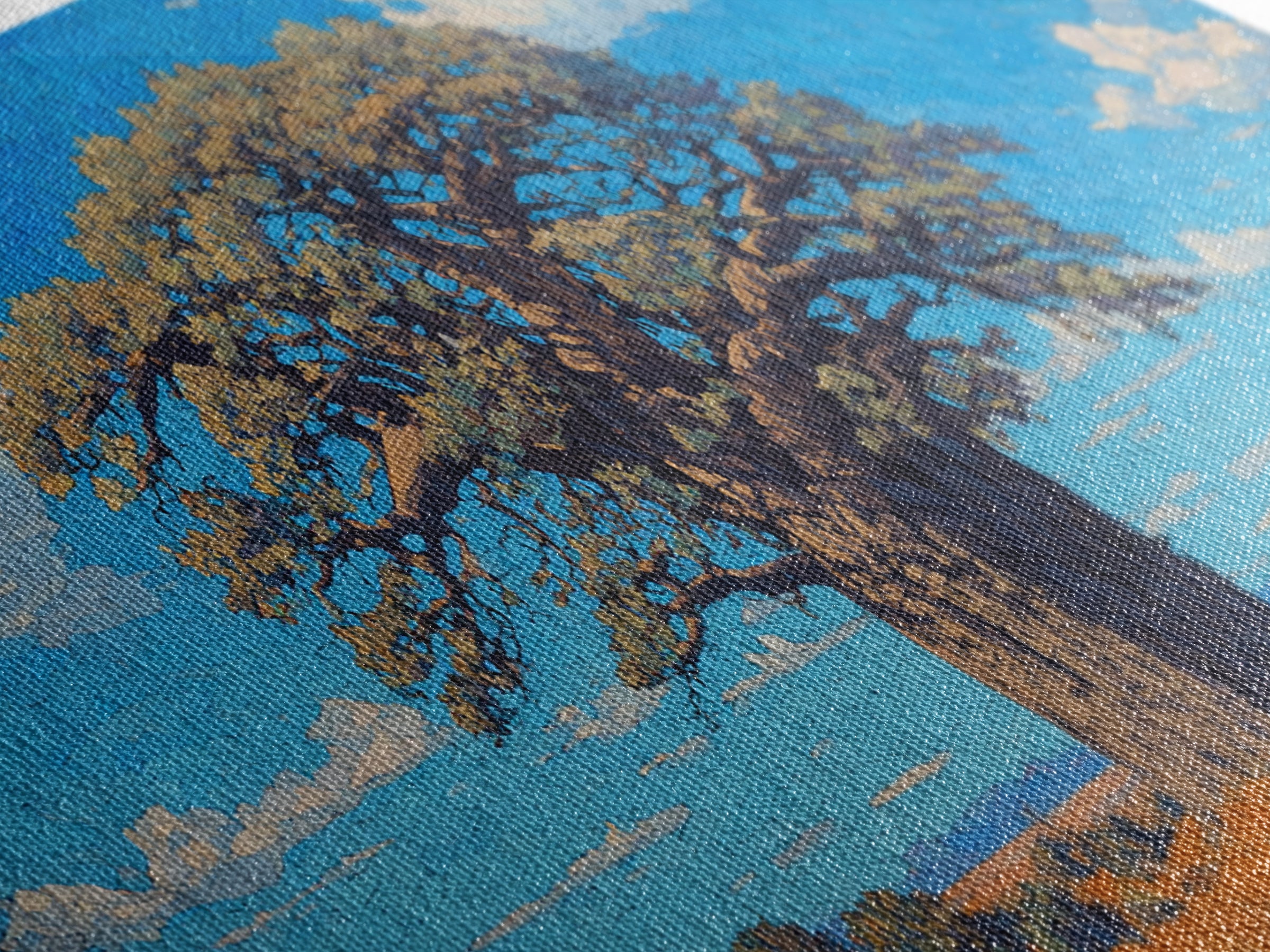 Sunlit Baobab Tree Canvas Print, African Landscape Wall Art, Blue Sky Safari Decor, Nature Scene Art, Unique Home Decor Gift