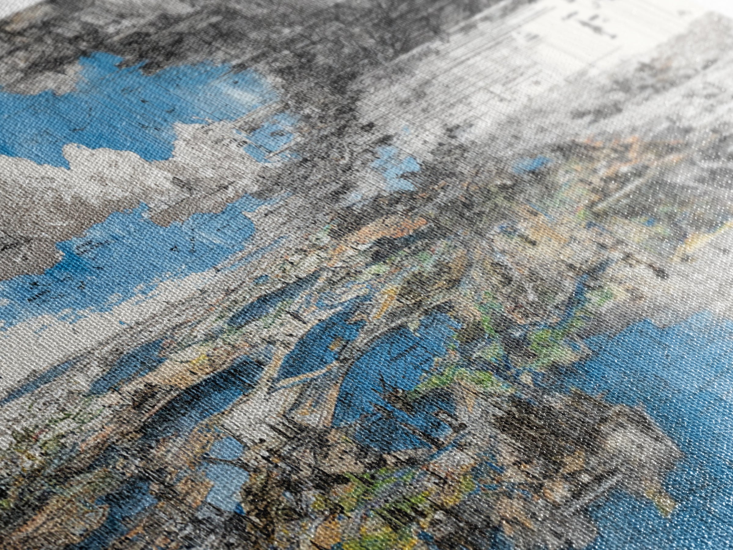 Blue And Black Dreamscape Map Wall Art, Abstract African Landscape Canvas Print, Modern Office Decor, Large Statement Art