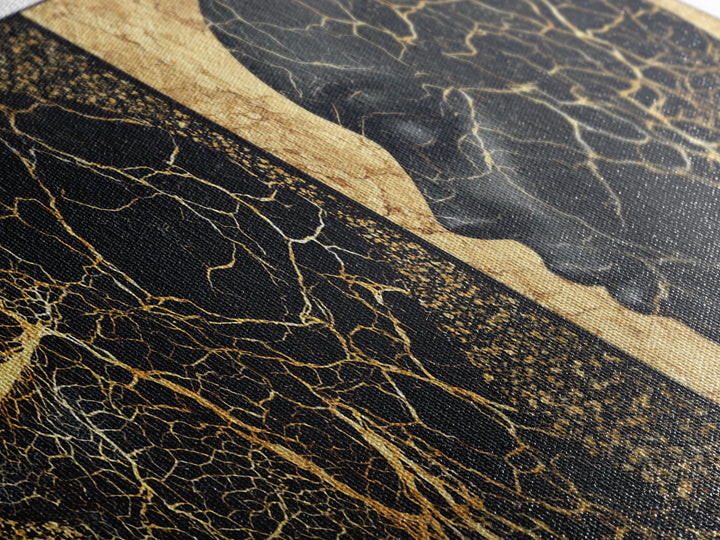 Black Gold Rooted African Profile Diptych Framed Canvas Print, Spiritual Wall Art, Modern Afrocentric Decor, Luxury Art Print