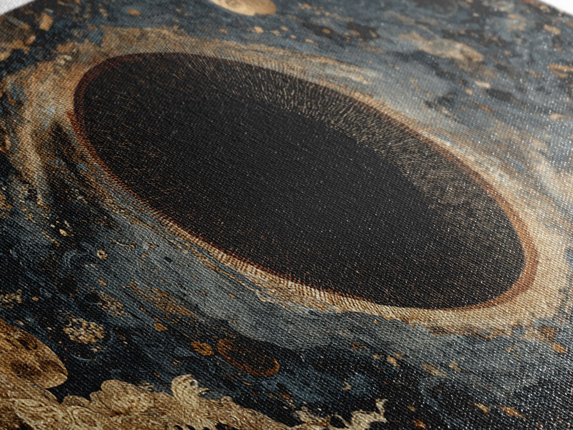 Black Gold Cosmic Eye Framed Canvas Print, Luxury Abstract Wall Decor, Mystical Space Art For Modern Living Room Home Decor