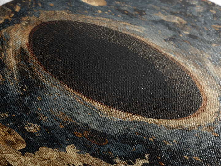 Black Gold Cosmic Eye Framed Canvas Print, Luxury Abstract Wall Decor, Mystical Space Art For Modern Living Room Home Decor