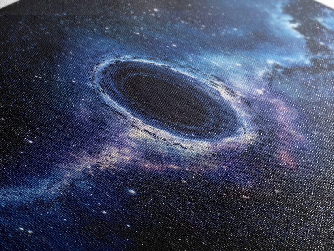 Blue Galaxy Black Hole Framed Canvas Print, Cosmic Space Wall Art, Modern Astronomy Home Decor For Living Room Office Gift