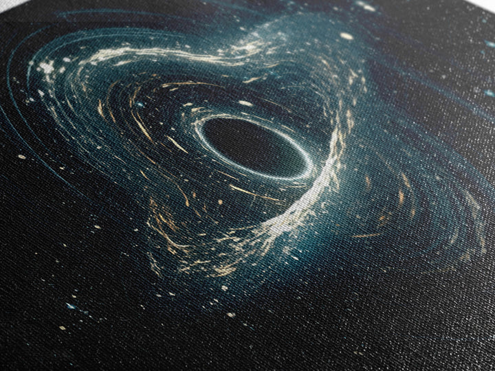Luminous Cosmic Black Hole Canvas Print, Modern Galaxy Wall Art, Blue Abstract Space Decor For Bedroom Office Home Art Gift