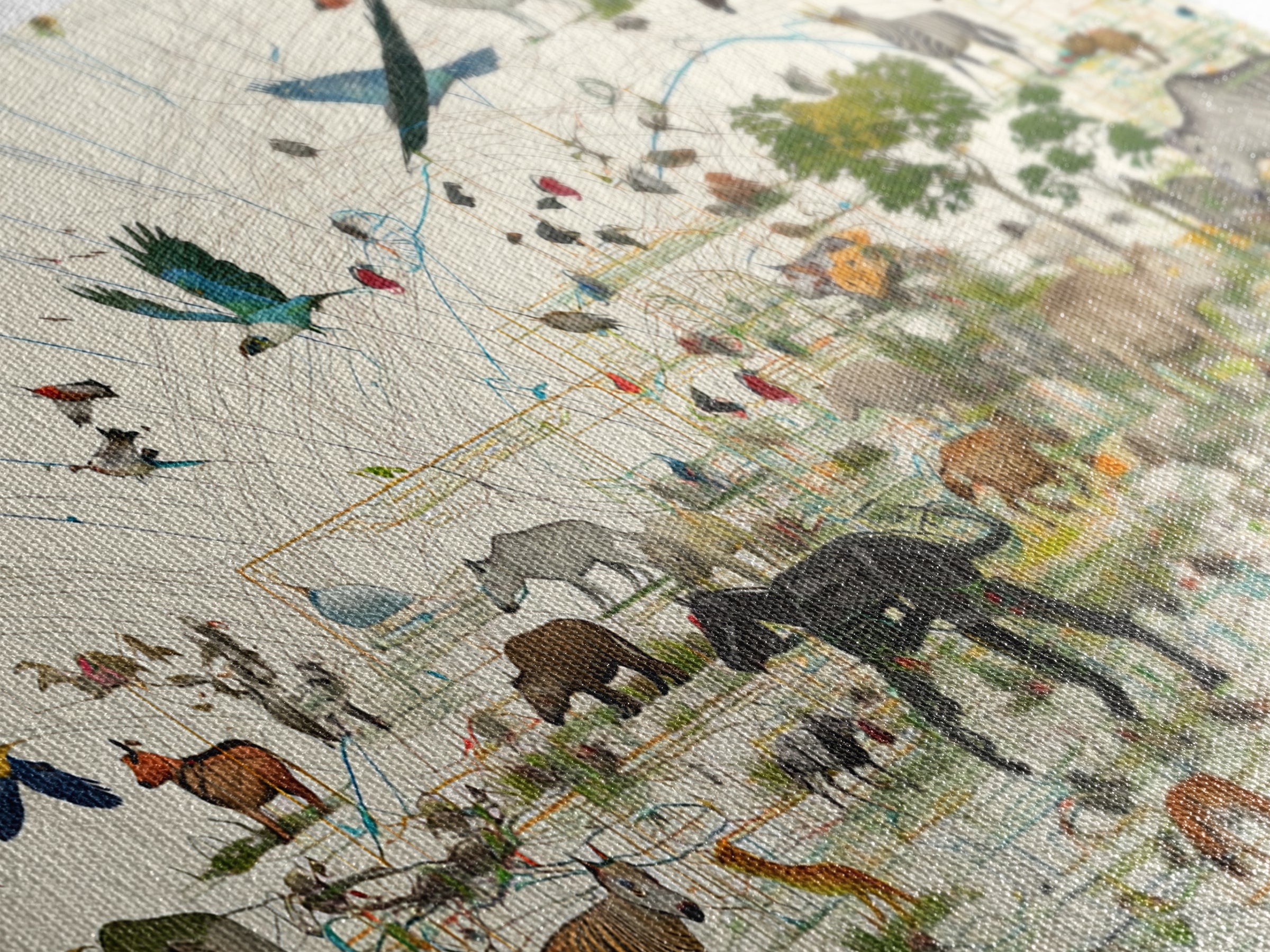 African Safari Map Canvas Print, Wildlife Collage With Elephant Giraffe Rhino, Serengeti Wall Decor, Jungle Animal Art Home Decor