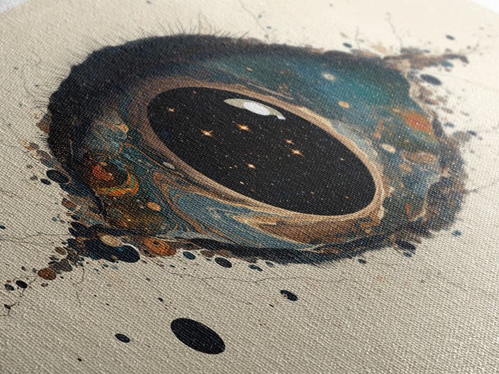 Cosmic Eye Canvas Print, Teal Gold Abstract Painting, Dreamy Wall Art, Modern Mystical Decor For Bedroom Or Office Statement Piece