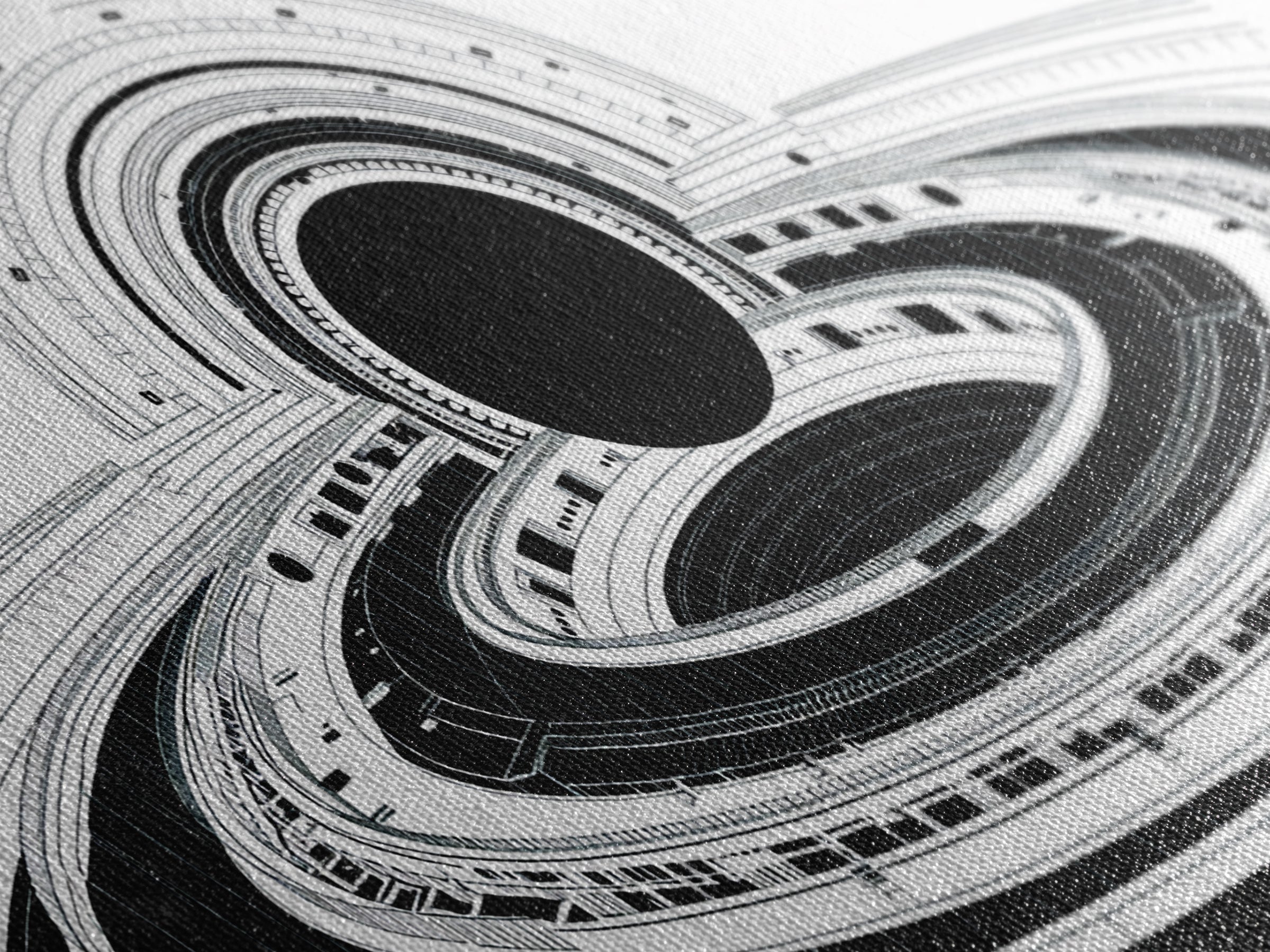 Monochrome Space Station Wall Art, Black And White Futuristic Architecture, Minimalist Canvas Print, Modern Office Decor