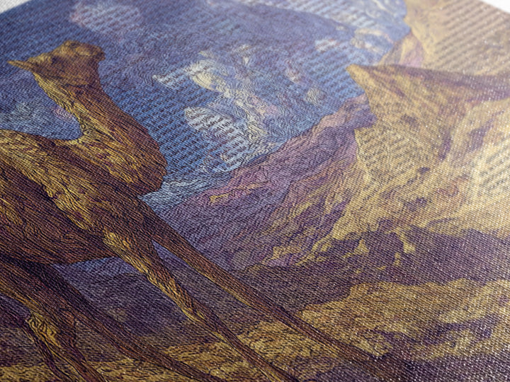Painterly Camel In Purple Desert Landscape, African Safari Art Framed Canvas Print, Serengeti Wall Art, Travel Decor Gift