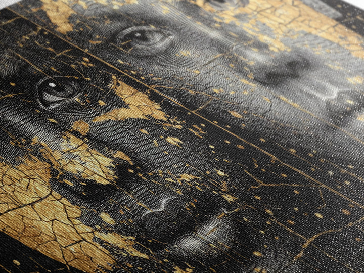 Black Gold African Portrait Diptych Wall Art, Afrocentric Abstract Face Art, Modern Black Culture Decor, Luxury Canvas Print