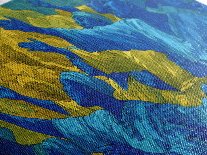Blue And Gold African Praise Crowd Wall Art, Spiritual Celebration, Afrocentric Cultural Decor, Living Room Home Decor Gift