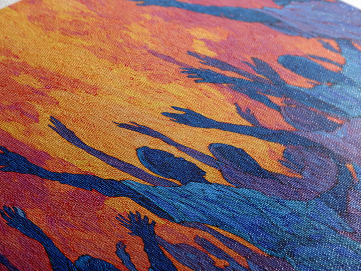 Blue Celebration Crowd Wall Art, African Festival Dance, Abstract African Art, Spiritual Wall Decor, Vibrant Canvas Print