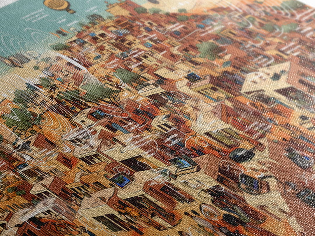 Futuristic Desert African City Wall Art, Afrocentric Urban Landscape, Modern African Art Print, Cultural Home Decor Gift