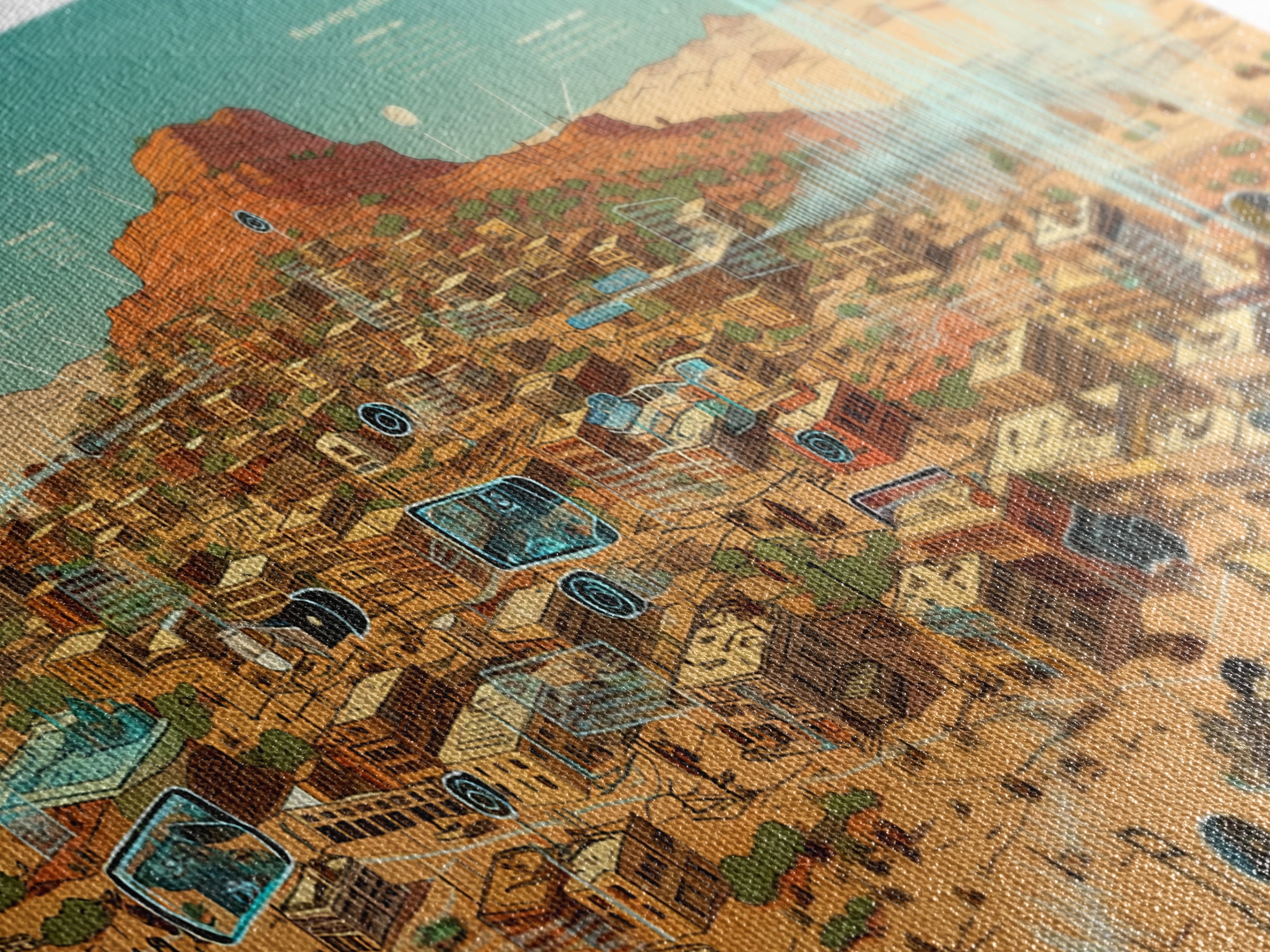 Sci Fi Desert African Town Wall Art, Futuristic Sahara Landscape, Afrocentric Digital Art, Modern African Home Decor Gift