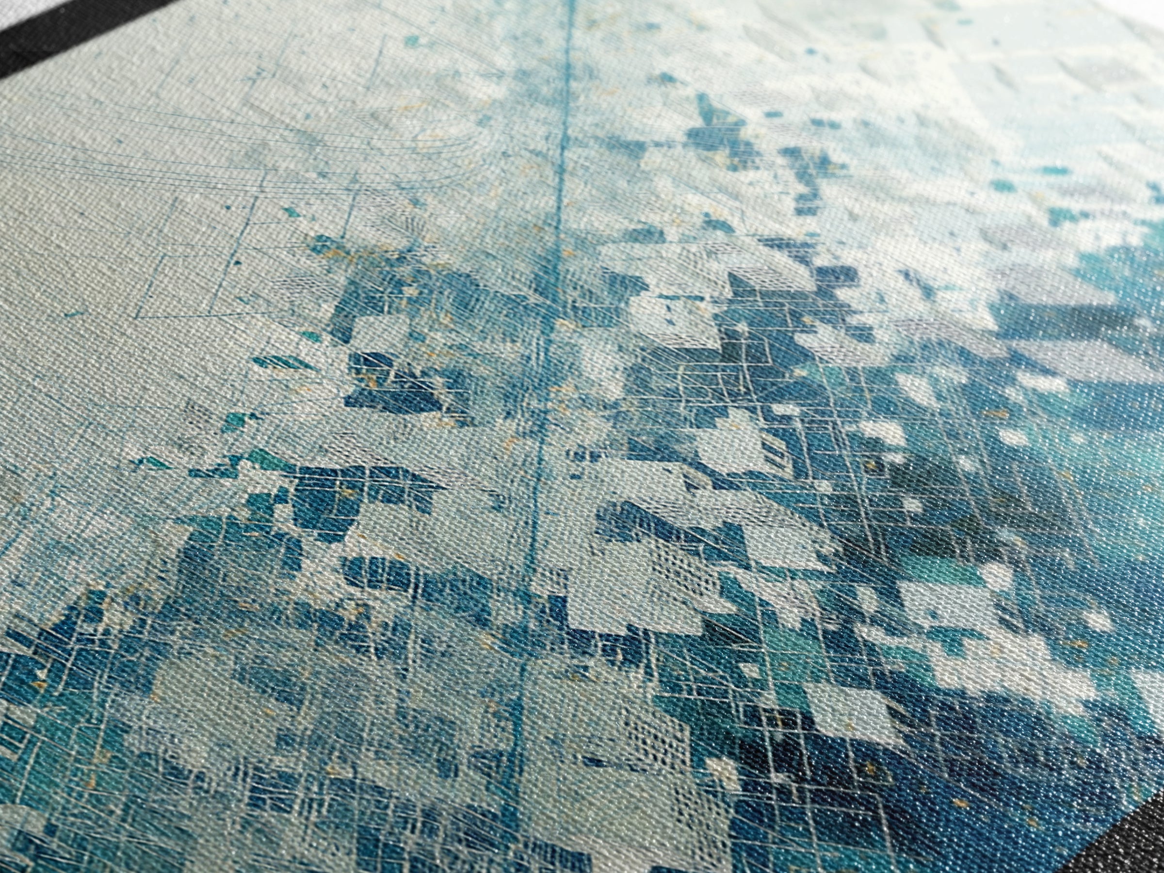 Abstract Blue City Grid Canvas Print, Minimalist Digital Landscape, Modern Wall Art, Cool Geometric Office Decor Art Gift