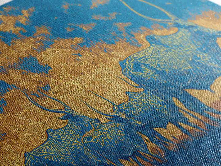 Blue And Gold Watusi Herd Wall Art, African Safari Art Canvas Print, Savanna Landscape, Colorful African Wall Decor Gift