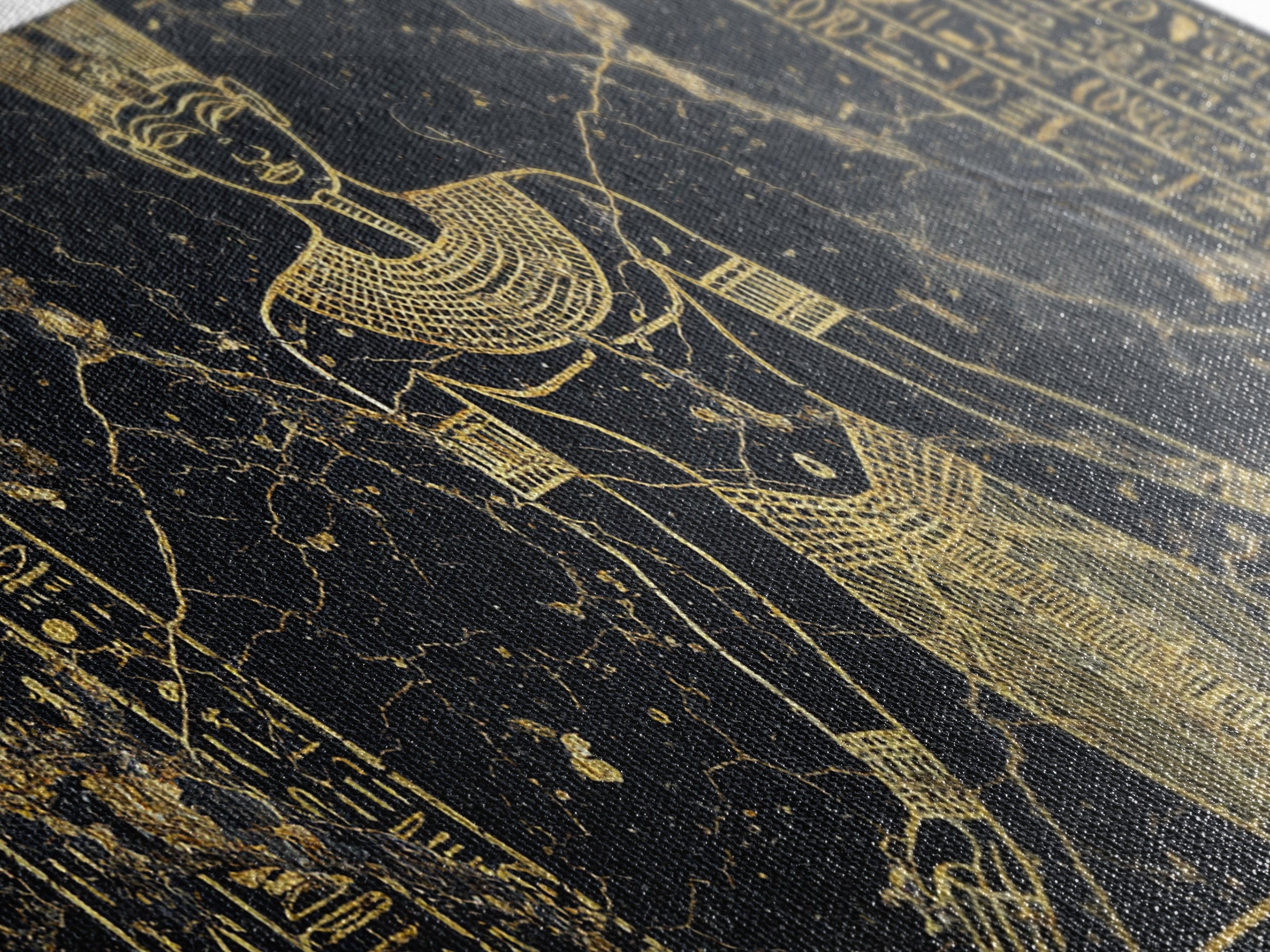 Gold Egyptian Queen Wall Art, African Egyptian Art Canvas Print, Hieroglyph Goddess Portrait, Black And Gold Home Decor Gift