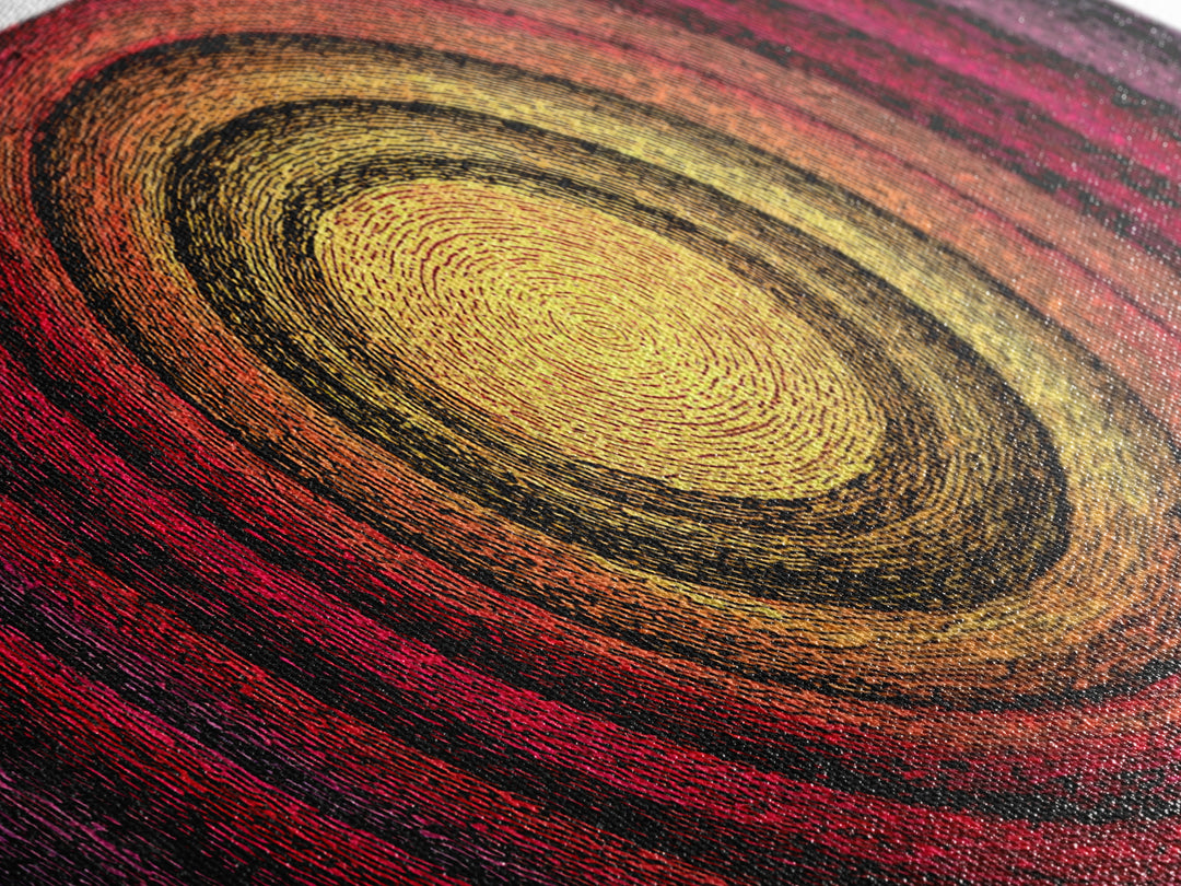 Fiery Concentric Sunburst Canvas Print, Abstract African Inspired Wall Art, Red Orange Black Modern Boho Decor, Statement Home Gift