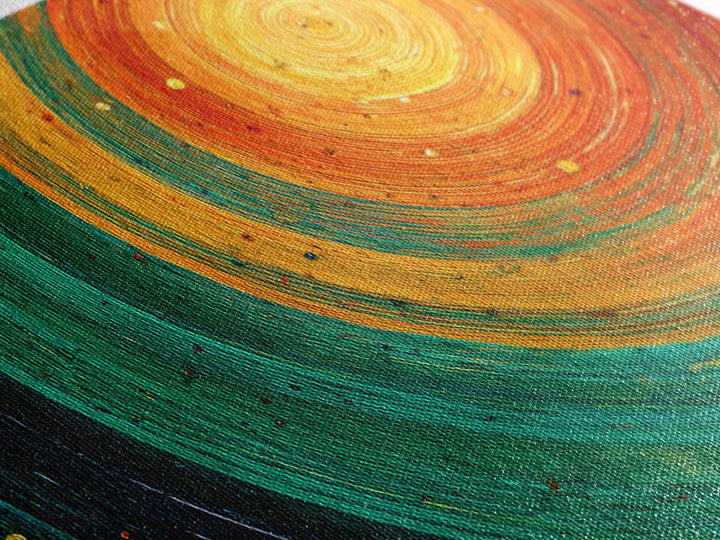 Teal Orange Cosmic Spiral Canvas Print, Abstract African Inspired Wall Art, Vibrant Modern Decor, Boho Statement Gift For Home