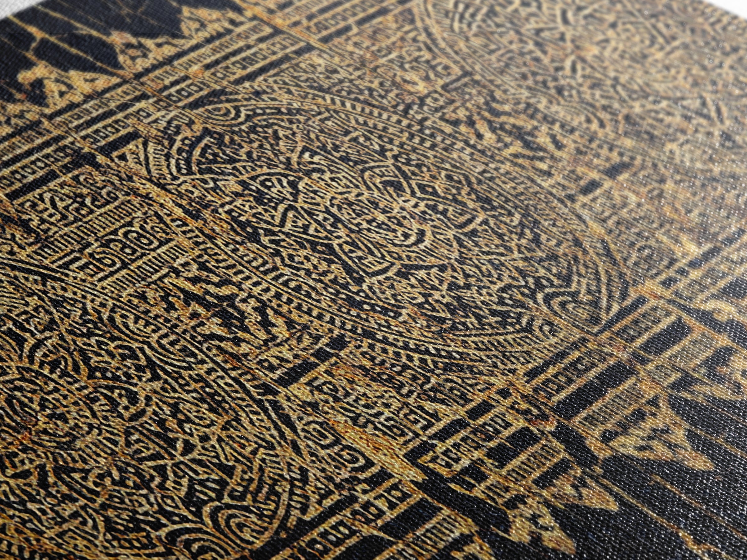 Gold Tribal Pattern Wall Art, African Abstract Textile Print, Black And Gold Decor, Boho Ethnic Home Decor Canvas Print Gift