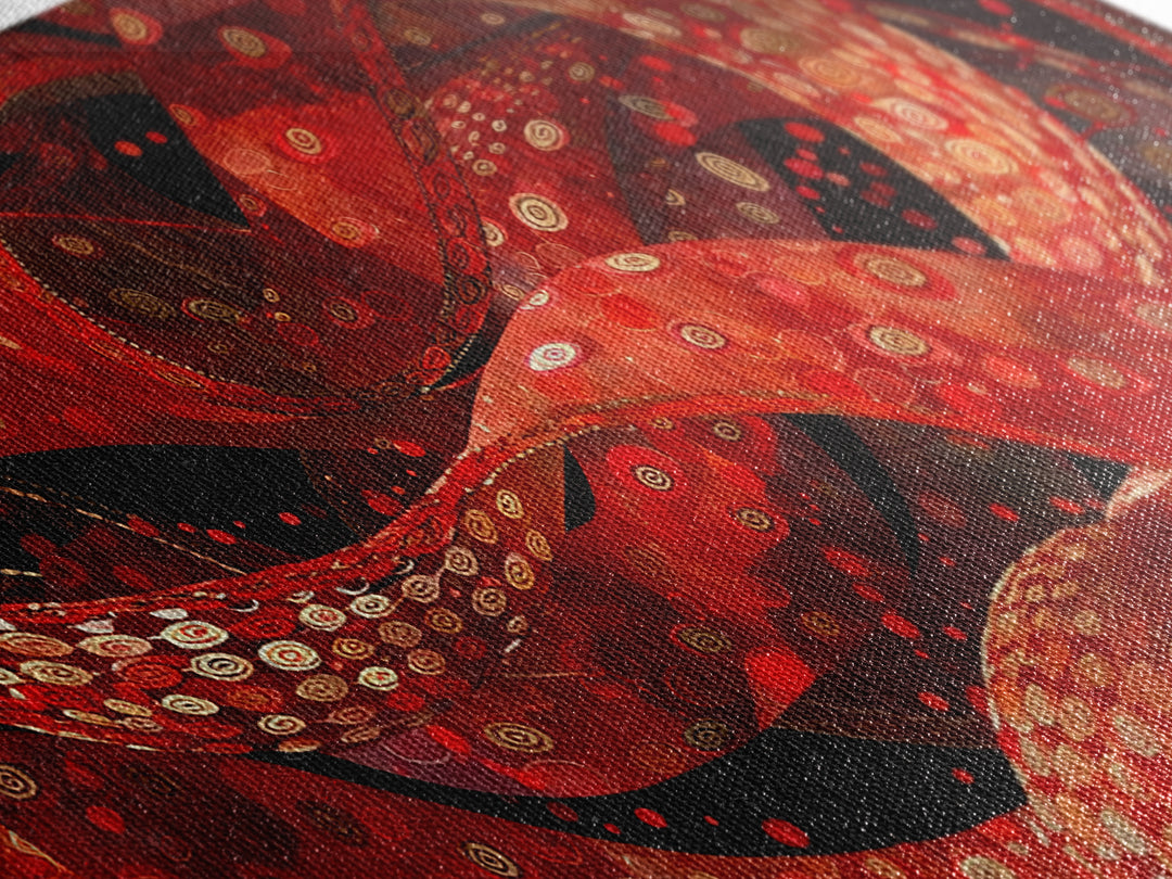 Flowing Red Ankara Fabric Ribbons Wall Art, Abstract African Patterns, Modern Textile Art Canvas Print, Bold Boho Home Decor