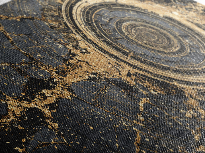 Cracked Obsidian Gold Mandala Canvas Print, African Abstract Art, Geometric Wall Decor, Luxury Modern Home Decor Gift For Him