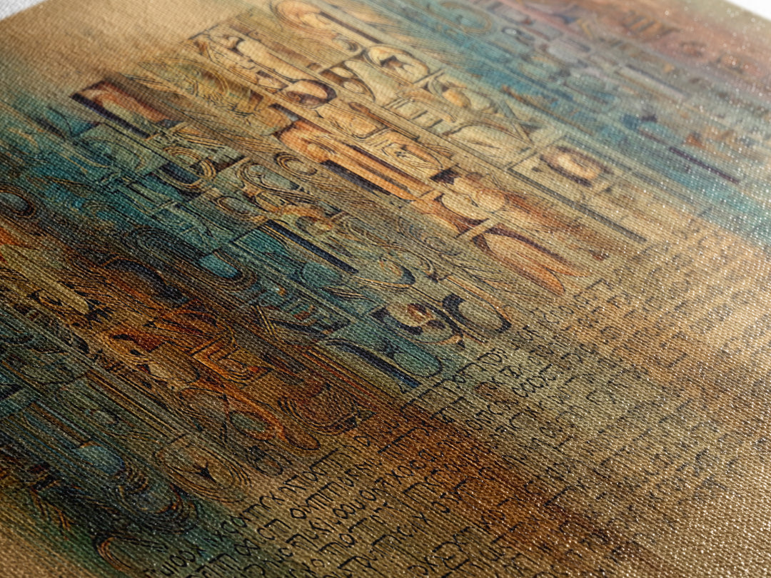 Weathered Glyph Panels Wall Art, African Inspired Hieroglyphic Abstract, Teal Rust Cultural Decor, Ancient Canvas Gift For Home
