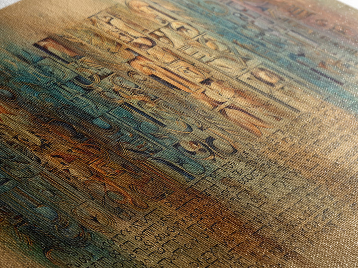 Weathered Glyph Panels Wall Art, African Inspired Hieroglyphic Abstract, Teal Rust Cultural Decor, Ancient Canvas Gift For Home