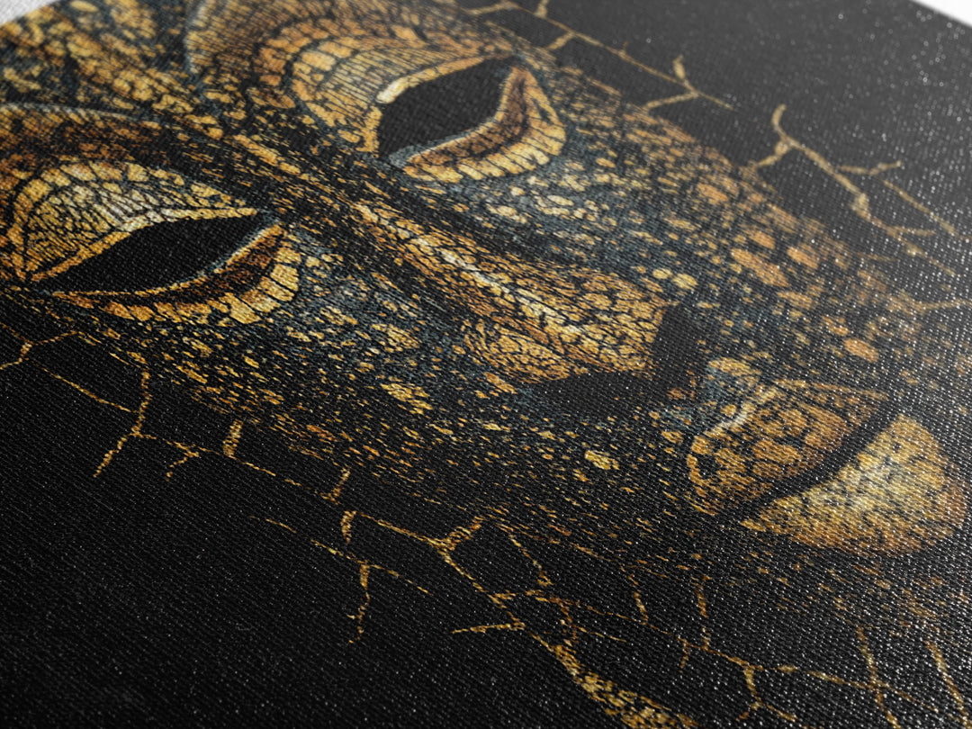 Gold Black African Mask Portrait Wall Art, Textured Tribal Mask Canvas Print, Elegant Afrocentric Decor, Luxury Home Decor