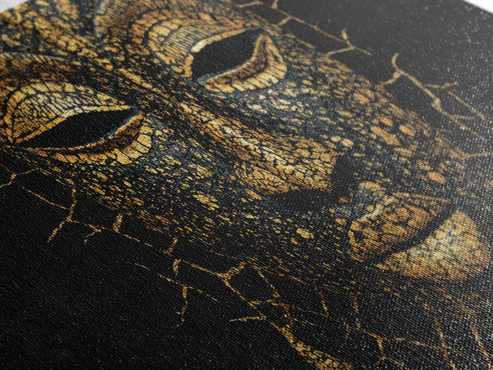 Gold Black African Mask Portrait Wall Art, Textured Tribal Mask Canvas Print, Elegant Afrocentric Decor, Luxury Home Decor