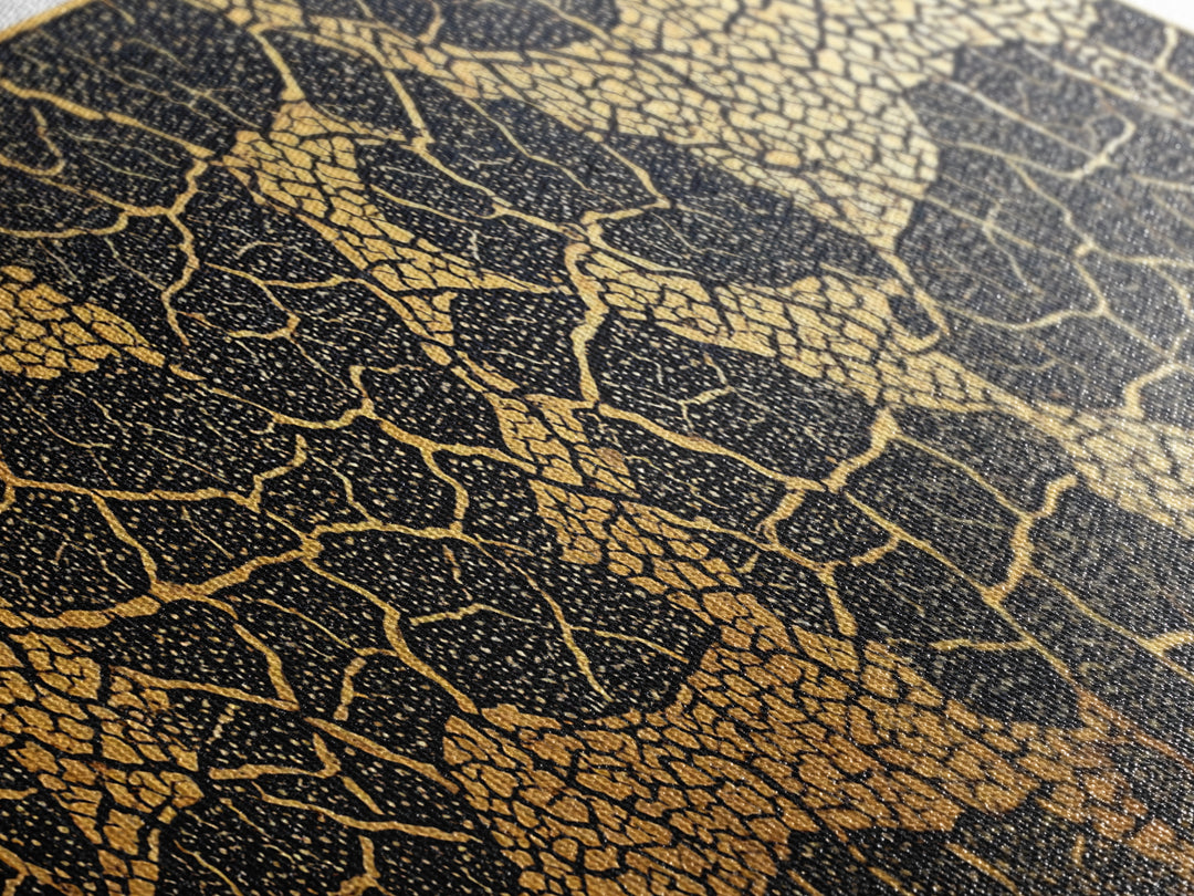 Gold And Black Giraffe Mosaic Canvas Print, African Safari Animal Pattern Wall Art, Luxury Tribal Decor, Earth Tone Artwork