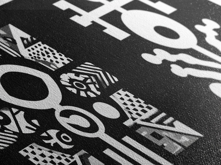 Black And White Adinkra Symbol Wall Art, African Tribal Abstract Canvas Print, Geometric Spiritual Decor, Bold Pattern Gift