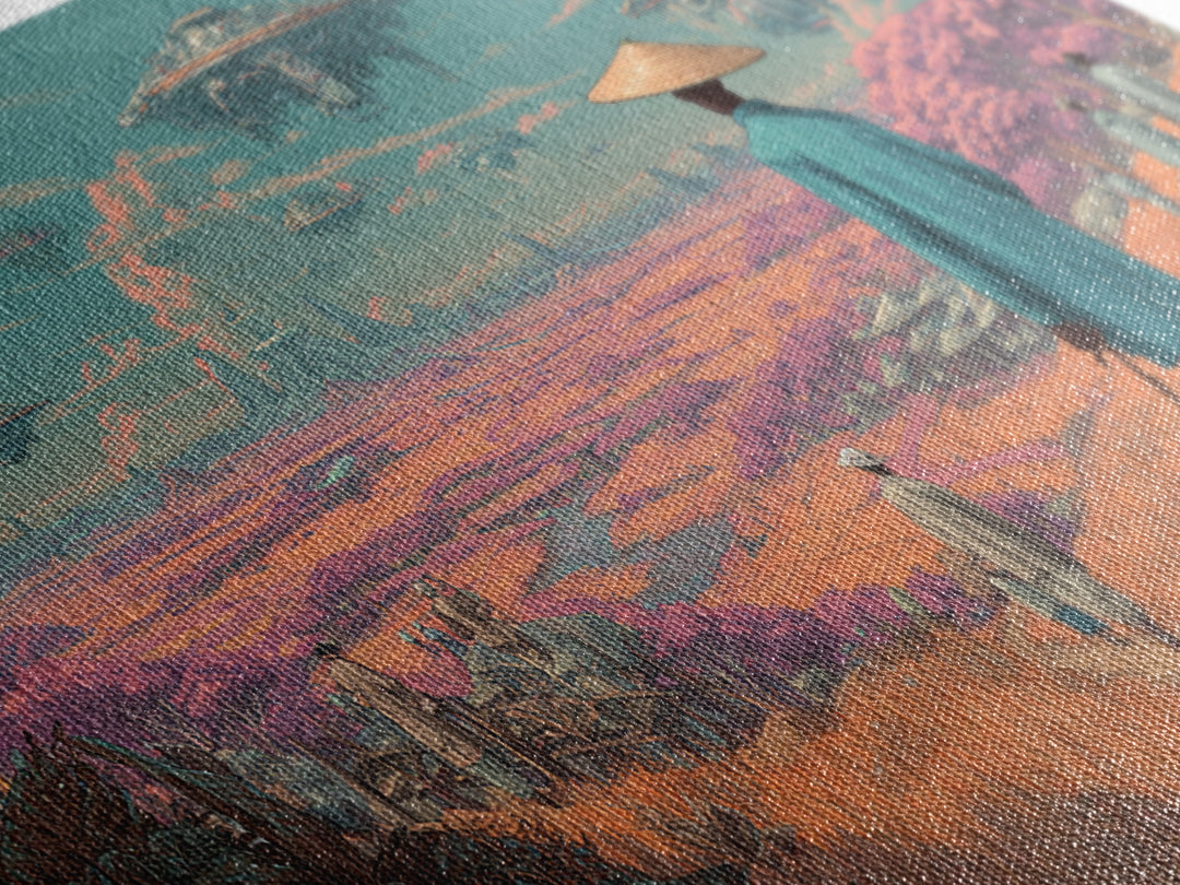 Afrofuturist Traveler In Pink Alien Savannah Canvas Print, African Sci Fi Wall Art, Dreamy Landscape, Unique Home Decor