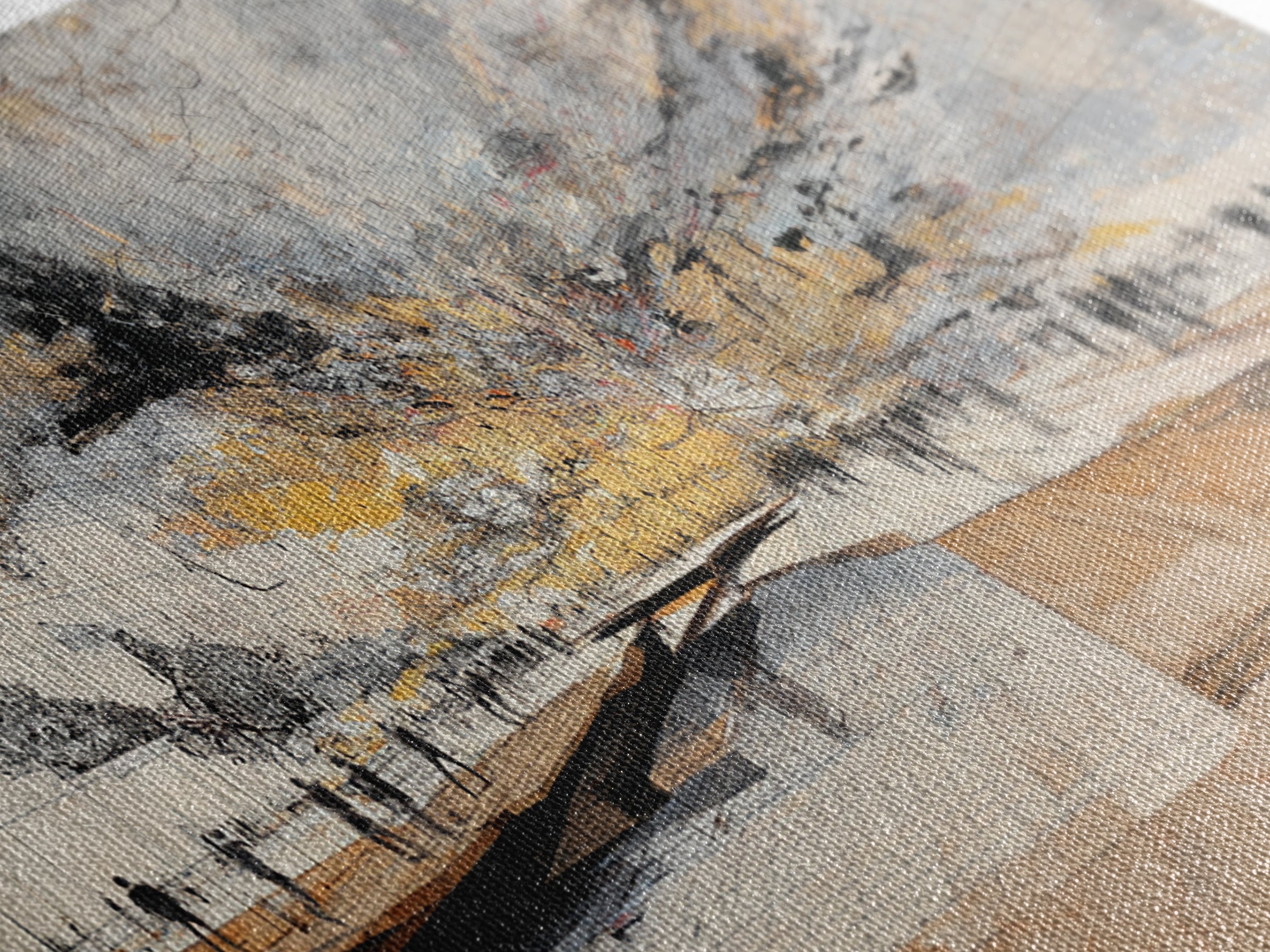 Stormy Urban Horizon Wall Art, Abstract African Inspired Cityscape Canvas Print, Modern Office Decor For Living Room Decor