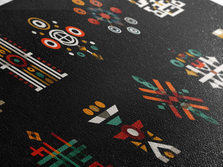 Modern African Geometric Symbols Wall Art, Abstract Tribal Patterns, Afrocentric Decor, Black Culture Art Canvas Print Set