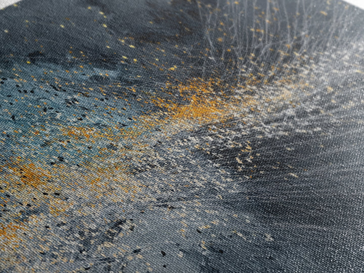 Gray Gold Storm Burst Abstract Large Wall Art, Textured Canvas Print, Modern Living Room Decor, Statement Home Decor Gift