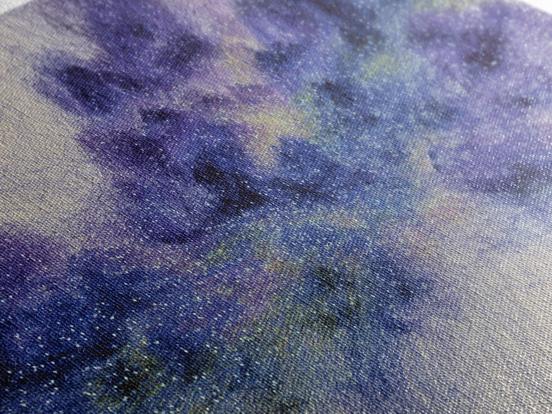 Purple Blue Starry Dreamy Nebula Abstract Wall Art, Cosmic Canvas Print, Modern Bedroom Decor, Spiritual Meditation Gift