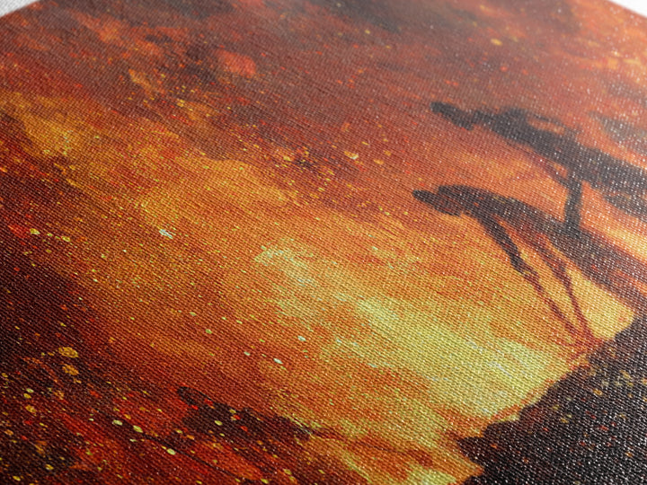 Fiery African Blacksmith Silhouette Canvas Print, African Warrior Art, Orange Abstract Painting, Black History Wall Decor Gift