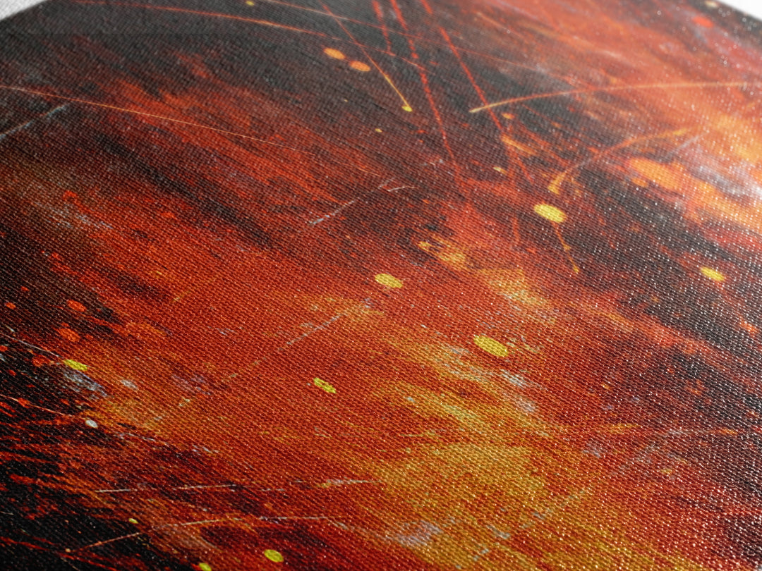 Red Orange Abstract Fire Canvas Print, Modern African Inspired Wall Decor, Bold Contemporary Art, Burnt Orange Living Room Decor