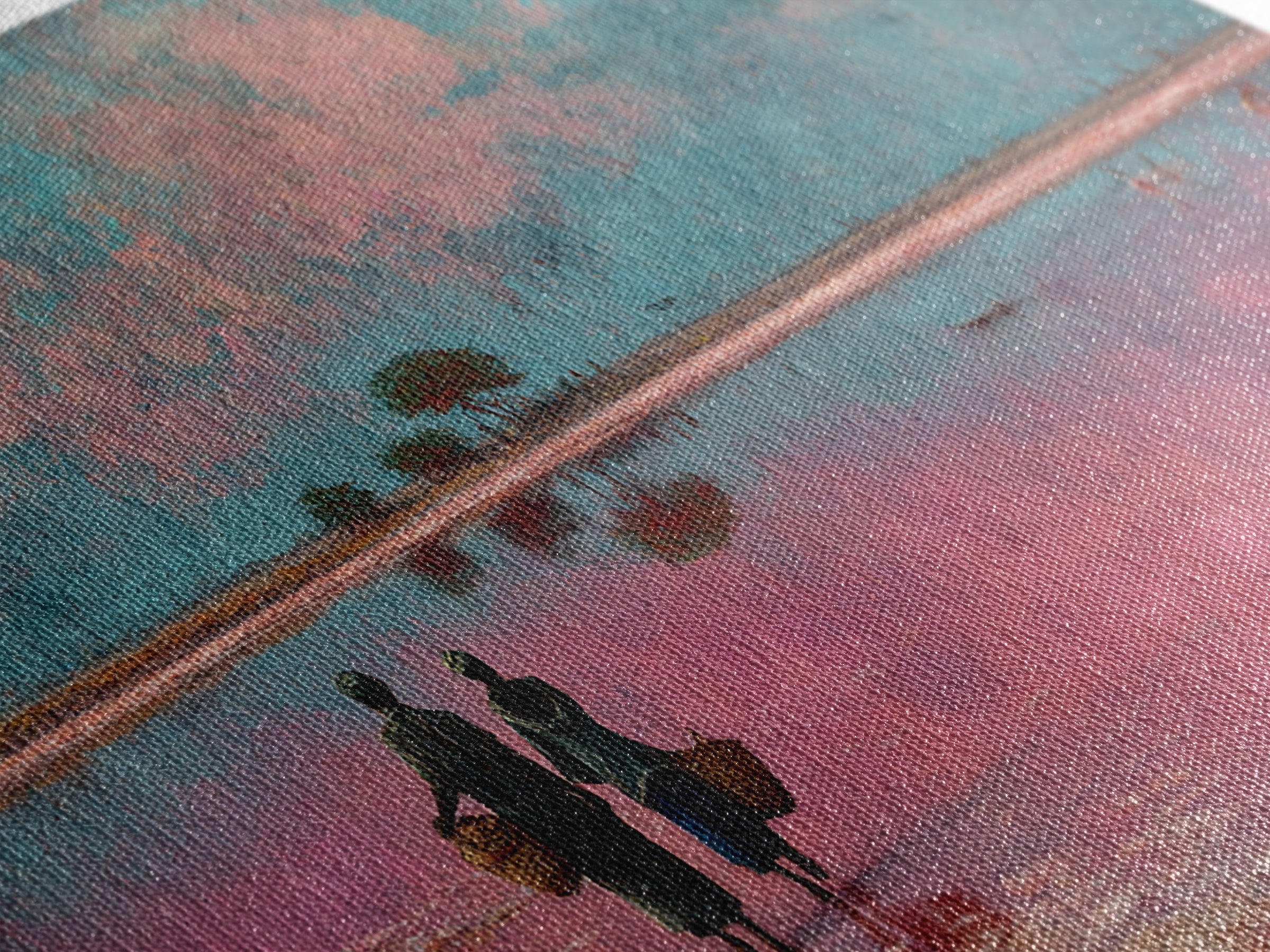 African Women At Pink Lake Wall Art, Pastel Landscape Painting, Motherland Travel Decor, Feminine Canvas For Living Room