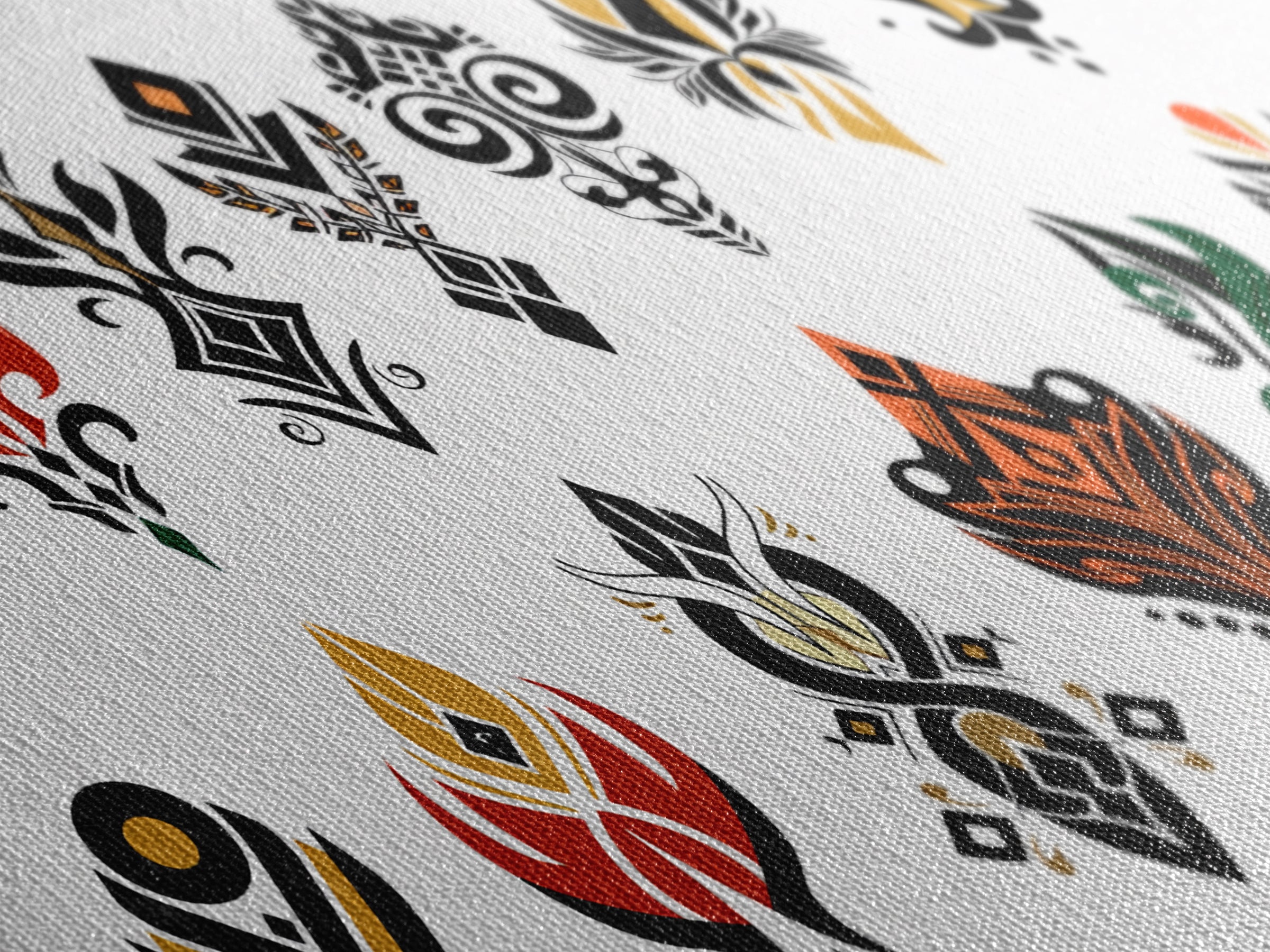 Colorful African Tribal Symbols Canvas Print, Ankara Pattern Wall Art, Ethnic Motif Poster, Modern Afrocentric Decor Gift