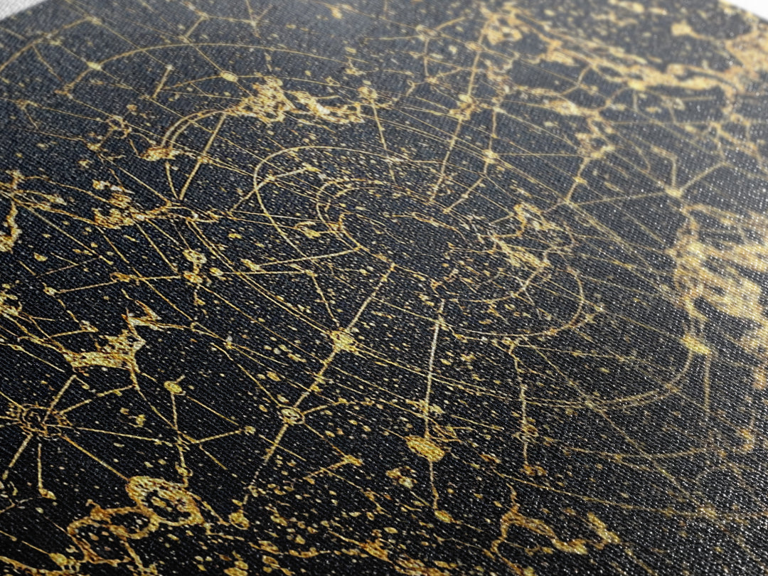 Gold Constellation Spiral Abstract Wall Art, African Abstract, Black And Gold Art, Modern Wall Decor, Luxury Canvas Print