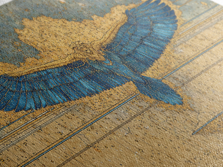 Blue Gold Winged Scarab Wall Art, African Egyptian Art, Ancient African Art, Spiritual Wall Decor, Luxury Canvas Print Gift