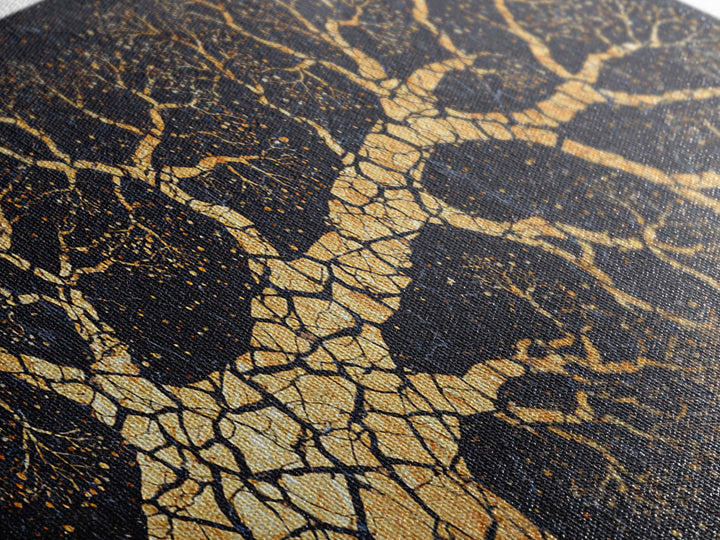 Golden Baobab Tree Branches On Black, African Tree Wall Art, Luxury Canvas Decor, Earth Tone Statement Home Decor Gift Idea