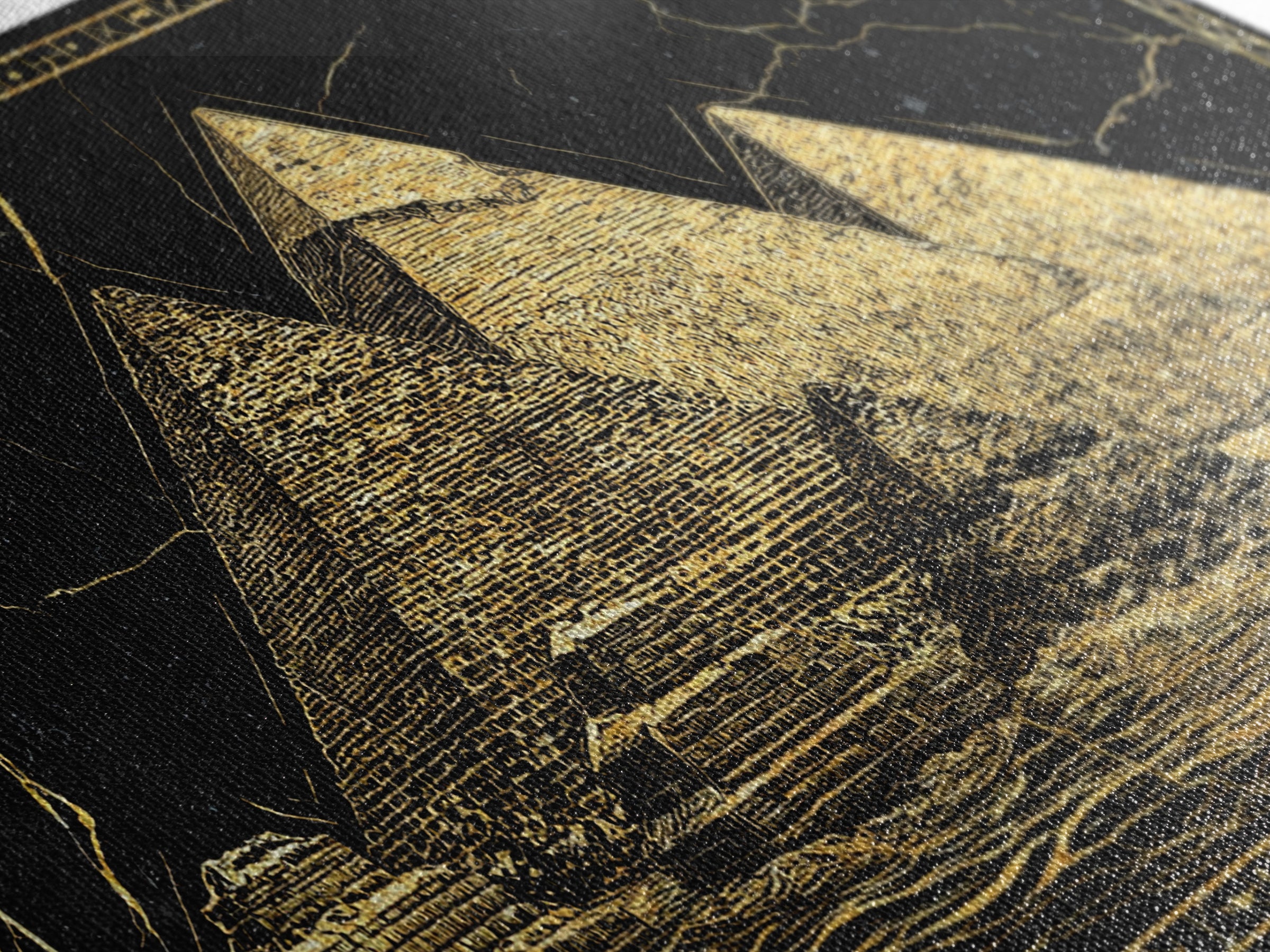 Black Gold Egyptian Pyramids Wall Art, Ancient African Art Print, Luxury Canvas Print, Mystical Statement Home Office Decor Gift