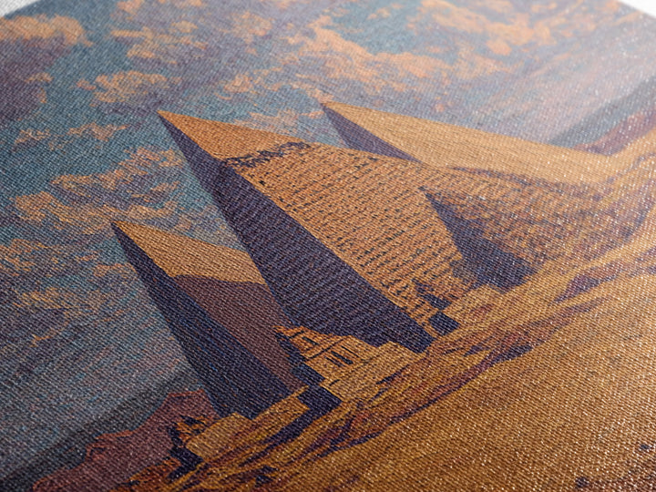 Sunlit Giza Pyramids Desert Wall Art, Egyptian Landscape Canvas Print, Ancient African Art, Warm Earth Tone Decor For Living Room
