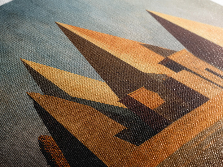 Earthy Egyptian Pyramids Desert Wall Art, Ancient African Canvas Print, Minimalist Landscape Art, Cultural Home Decor Gift
