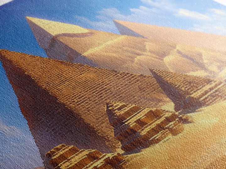 Golden Egyptian Pyramids And Sphinx Desert Wall Art, African Egyptian Art, Ancient African Art, Africa Poster Print Home Decor