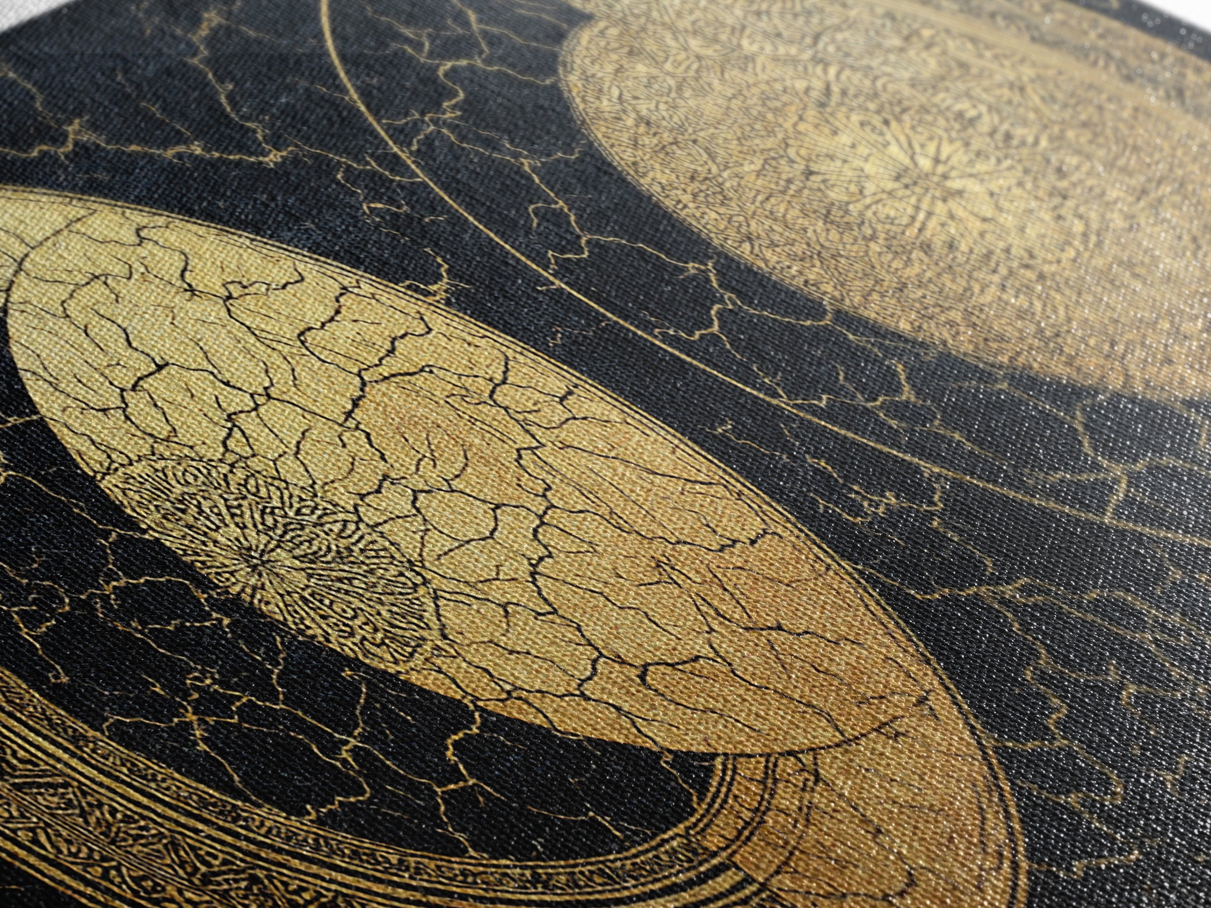 Gold Celestial Moon Phases On Cracked Black Wall Art, Abstract Art, Spiritual Wall Art, Modern Canvas Art, Home Decor Gift