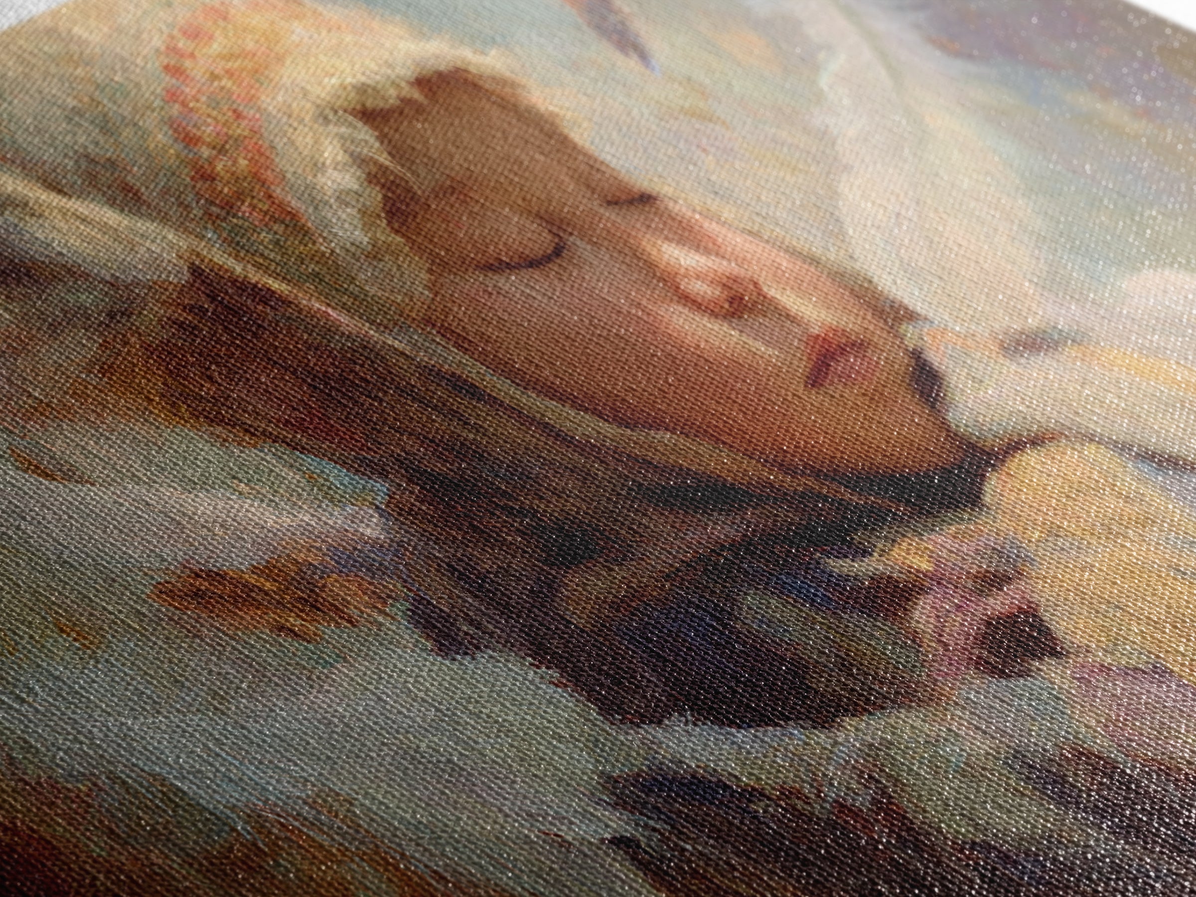 Sleeping Angel Child Canvas Print, Dreamy Spiritual Wall Decor, Soft Nursery Portrait, Peaceful Gift For Her, Unique Home Decor